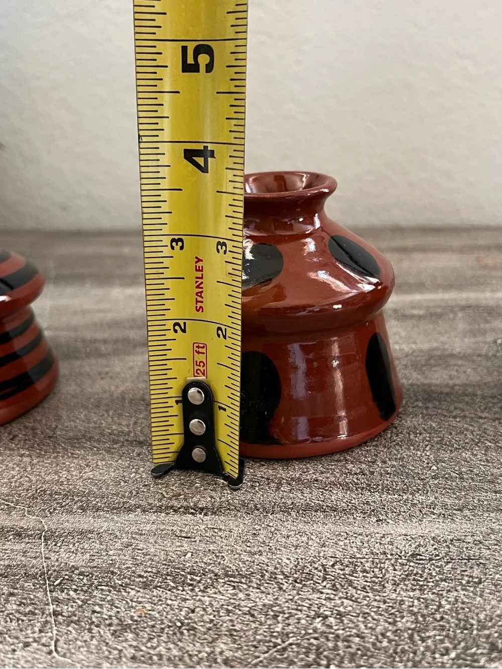 Set Of 3 Vintage Handthrown Redware Ceramic Inkwell or Vase Signed Nutt, MEL